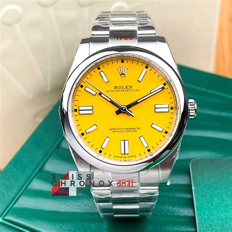 rolex yellow oyster perpetual 41|Rolex Oyster Perpetual 41 for sale.